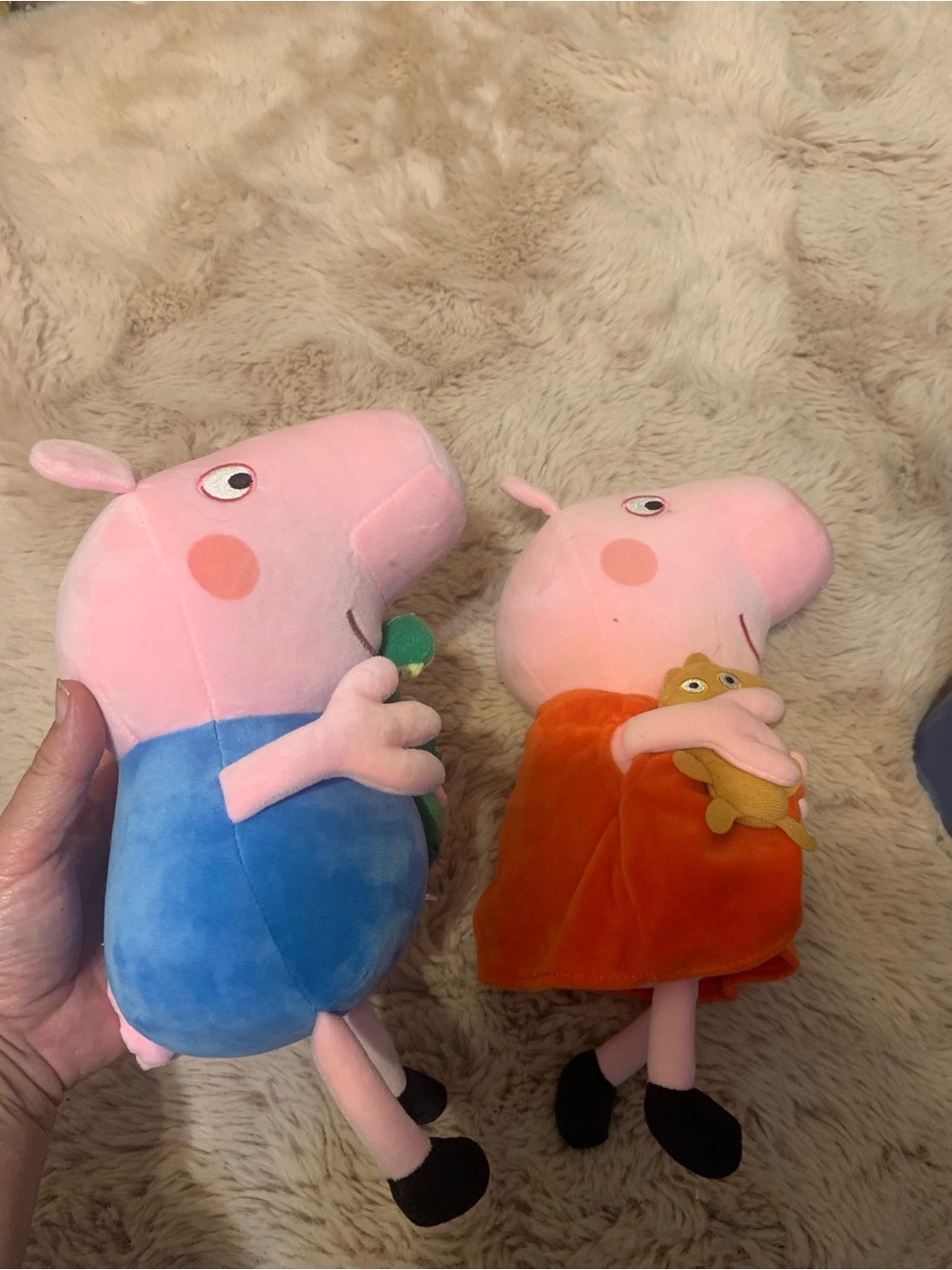 Pink Peppa Pig Plush Pair - Blue Outfit & Orange Dress
